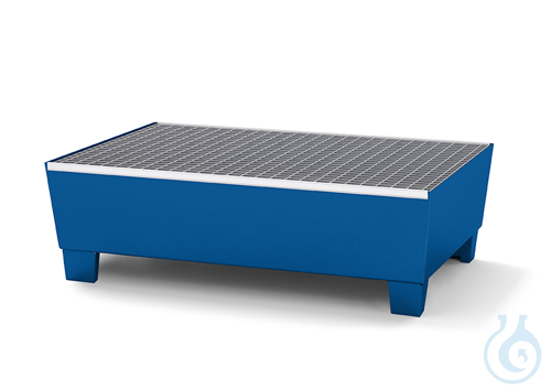 Sump pallet steel lam. blue grid galv. feet construc. V=205L, 815x1236x355