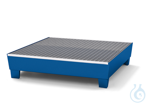 Sump pallet steel lam. blue grid galv. feet construc. V=220L, 1210x1236x290