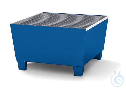 Sump pallet steel lam. blue grid galv. feet construc. V=217L, 815x885x473