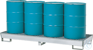 Sump pallet steel galv. grid galv. feet construc. V=225L, 815x2470x250