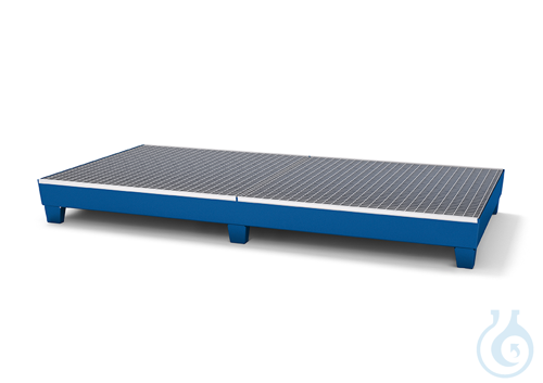 Sump pallet steel lam. blue grid galv. feet construc. V=340L, 1210x2455x250
