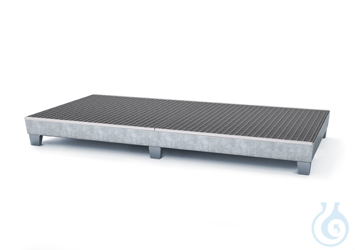 Sump pallet steel galv. grid galv. feet construc. V=340L, 1210x2455x250