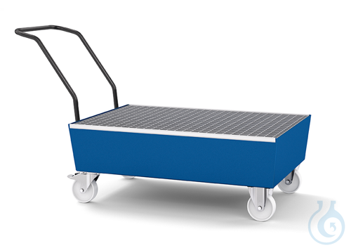 Sump pallet steel lam. blue grid galv. mobile V=205L, 1700x815x995