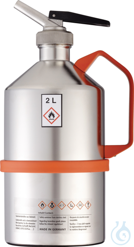 Safety can 316L, dosage spout, relief valve, 2 l