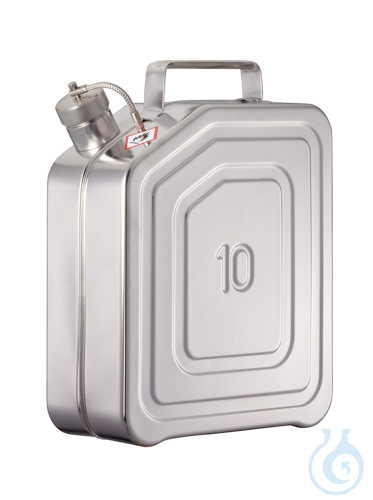 Safety jerrycan 316L, w/o relief valve, 10 l