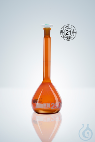 VOLUMET. FLASK A CC 200 ML, AMBER GLASS POLYST. NS14/23