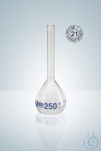 VOLUMET. FLASK A CC 25 ML, WITH RIM BLUE GRADUATION