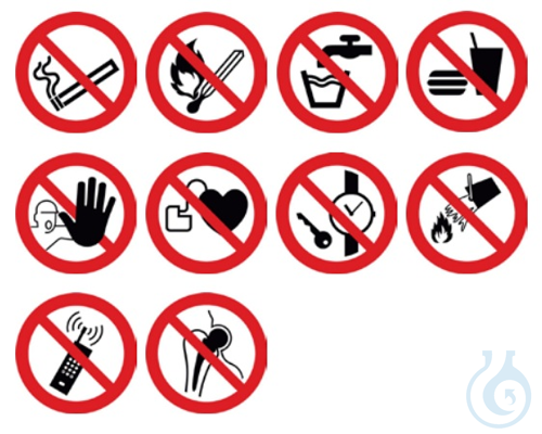 Prohibition sign: Carrying metal parts or watches prohibited