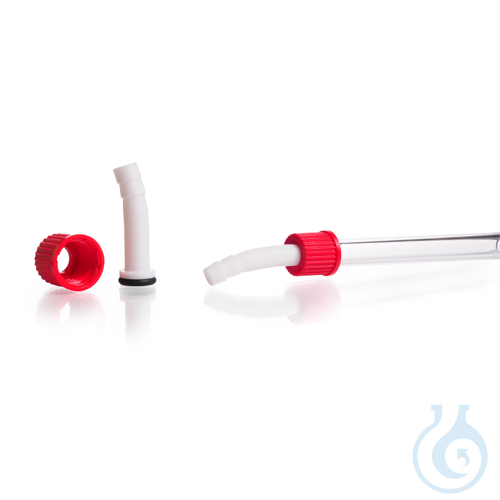 PTFE Hose Connection, bent with silicone seal (VMQ), complete with screw cap PBT