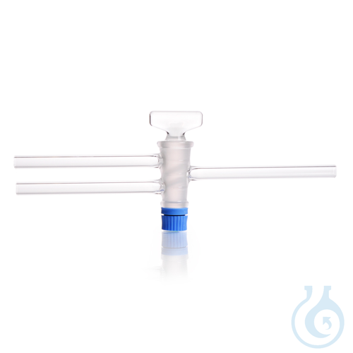 DURAN® Two Way Stopcock, double oblique bore, with glass key