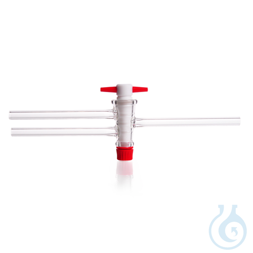 DURAN® Two Way Stopcock, double oblique bore, with PTFE key