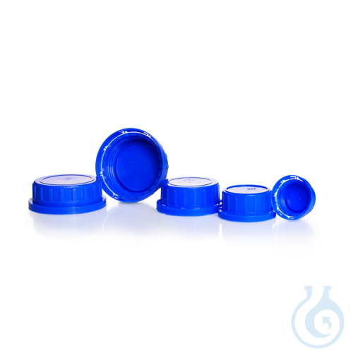 Tamper Evident Screw Cap, wide mouth, PP, blue, for soda-lime screw-top bottles