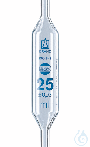 Bulb pipette BLAUBRAND cl. AS DE-M, 50 ml, one-mark, AR-Glas
