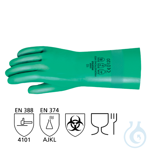 Uvex Schutzhandschuhe Nitril grün, Profastrong NF33, Gr. 8, Paar