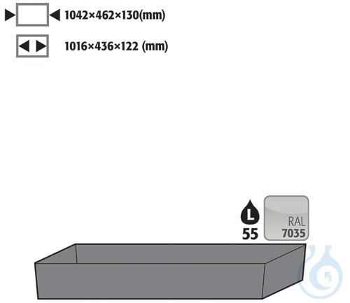 bottom collecting sump V=55.5L sh.steel lam. for Q90/S90 B1200 1042x507x131