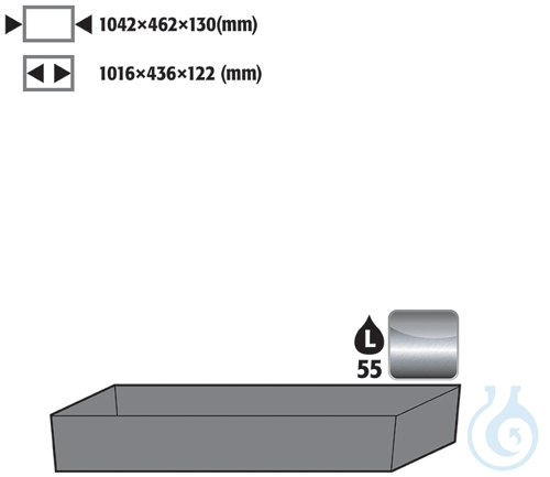 bottom collecting sump st.steel 1.4016 raw for Q90/S90 B1200 1042x462x122