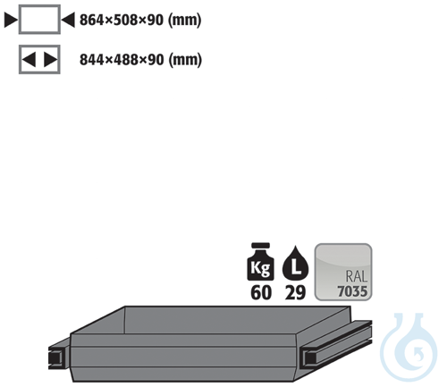 drawer sh.steel lam. for Q90/S90 B1200 864x508x90