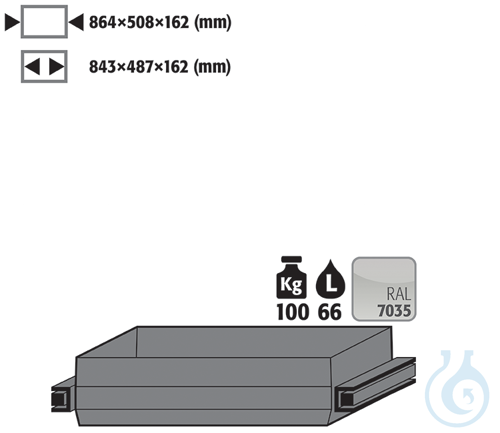 drawer (heavy duty) sh.steel lam. for Q90/S90 B1200 864x508x162