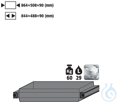 drawer st.steel 1.4301 raw for Q90/S90 B1200 864x508x90