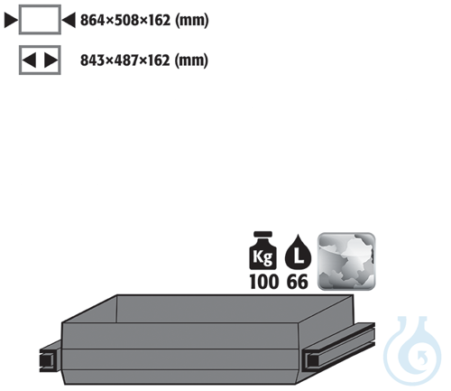 drawer (heavy duty) st.steel 1.4301 raw for Q90/S90 B1200 864x508x162