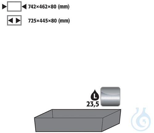 bottom collecting sump st.steel 1.4301 raw for Q90/S90 B900 742x507x83