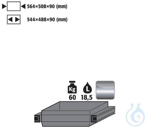 drawer st.steel 1.4301 raw for Q90/S90 B900 564x508x90