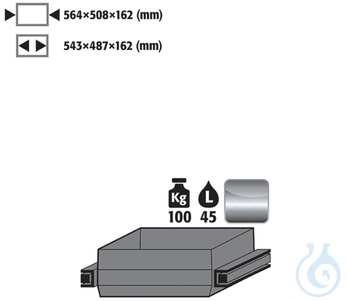 drawer (heavy duty) st.steel 1.4301 raw for Q90/S90 B900 564x508x162