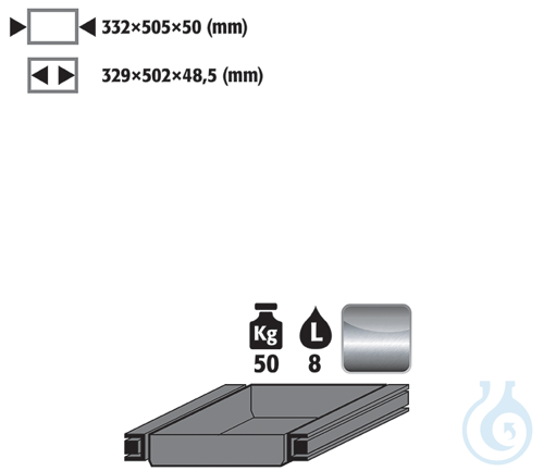 drawer (disposal) st.steel 1.4301 raw for Q90/S90 B600 332x505x50