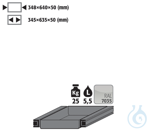 drawer sh.steel lam. for S90 B600T750 348x640x50