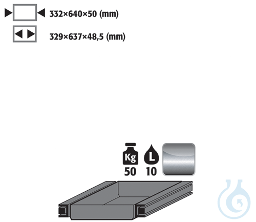 drawer (disposal) st.steel 1.4016 raw for S90 B600T750 332x605x150