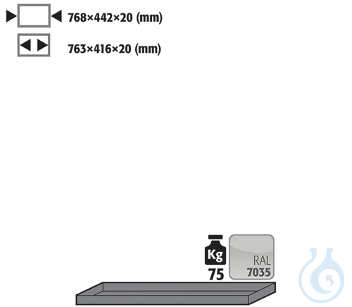 shelf sh.steel lam. for UB90 B890/1400 768x422x20
