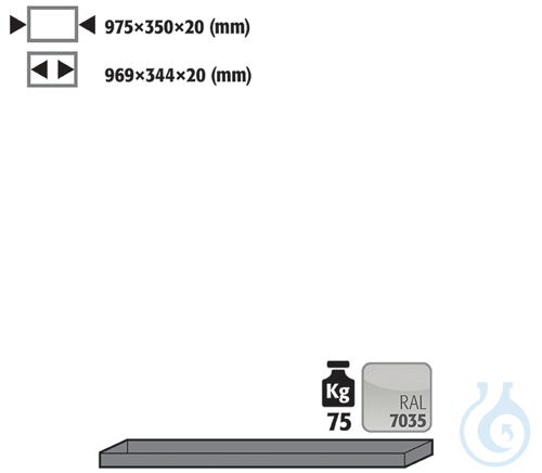 shelf sh.steel lam. for UB90 B1100 D=500 975x350x20
