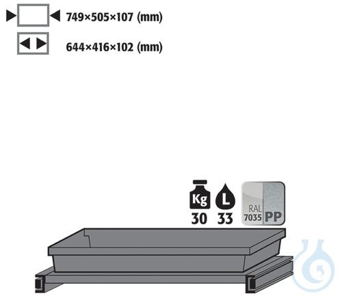 pull-out shelf AbZ with plastic sump sh.st. pow-coat./PP for CS B810 749x505x107