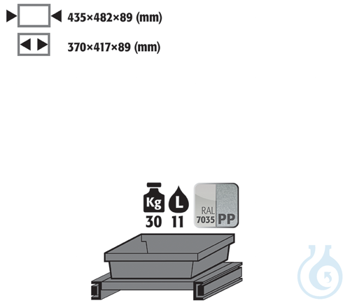 pull-out shelf AbZ with plastic sump sh.st. pow-coat./PP for CS B545 435x482x94