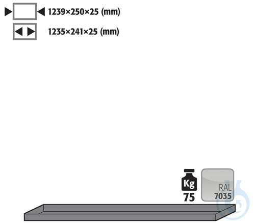 shelf sh.steel lam. for G90 B1400 1239x250x25