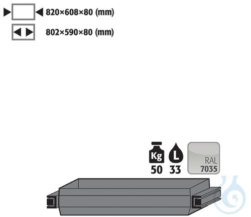 drawer sh.steel lam. for UB90 B1100 820x608x91
