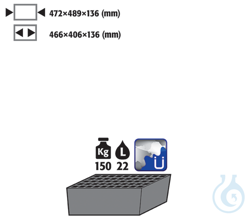 bottom collecting sump with grid sh.steel lam. for CS B1055 472x489x136