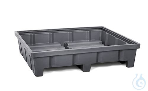 Rack sump PE grey forklift accessible V=315L, 1390x1315x315