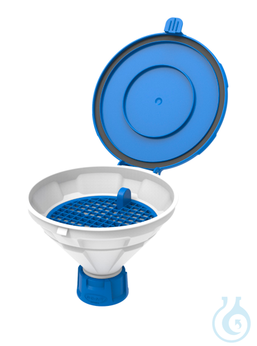 Funnel with lid ''MARCO'', V2.0, GL45, Type 2, with removable sieve, funnel-dia
