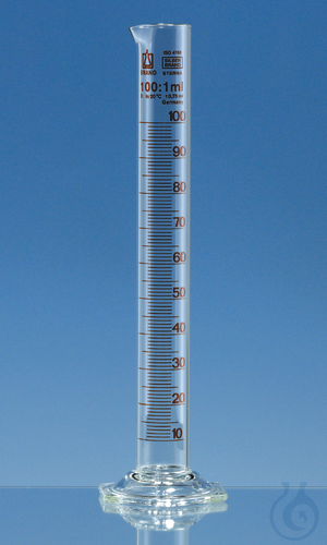 Grad. cyl. tall f. SB-ETERNA B Boro 3.3, 250 ml: 2 ml, with glass base