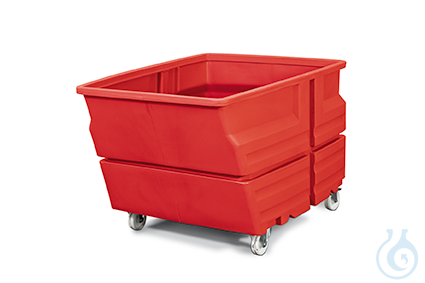 Multipurpose container with swivel castors PE red V=800 L, 1030x1340x900