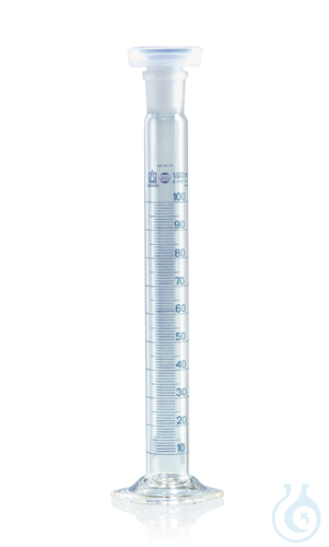 Mixing cylinder BLAUBRAND A DE-M, 25 ml: 0,5 ml Boro 3.3 NS 14/23-PP-st.