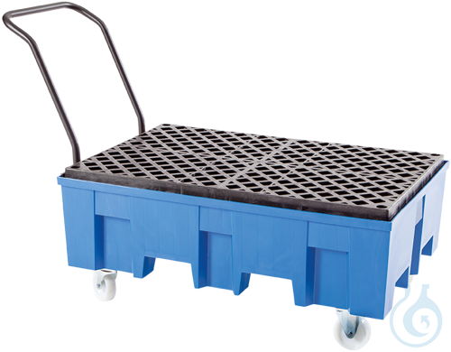 Sump pallet PE-HD blue grid PE mobile V=220L, 865x1245x1060
