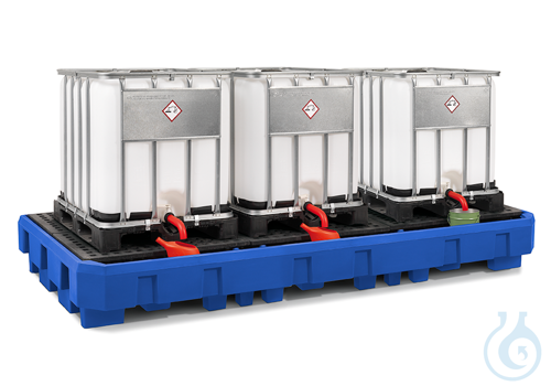 IBC station PE blue forklift accessible V=1000L, 3640x1800x475