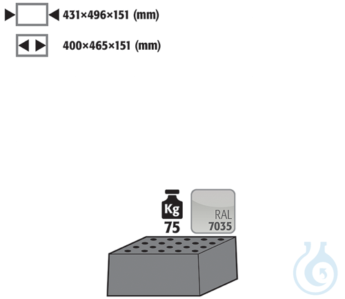 perforated insert Height = 151 mm sh.steel lam. for Q90/Q30 B600 431x496x151