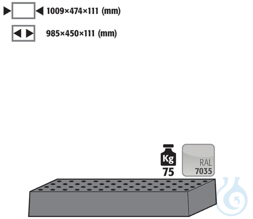 perforated insert Height = 111 mm sh.steel lam. for Q90/Q30 B1200 1009x474x111