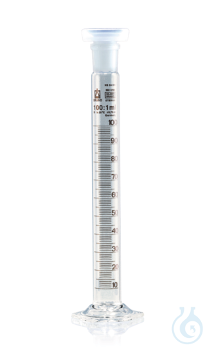 Mixing cylinder SILBERBRAND-ETERNA cl. B, 250 ml: 2 ml Boro 3.3 NS 29/32-PP-st.