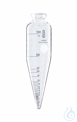ASTM centrifuge tube BLAUBRAND Boro 3.3, 100 ml, cylindrical, ASTM D 91