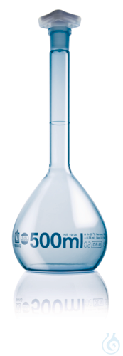 Vol. flask BLAUBRAND PUR coat. A DE-M, 1000 ml, Boro 3.3, NS 24/29 PP-stopper