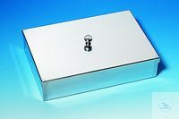 Instrument tray, L x W x H = 500 x 200 x 80 mm with knobbed lid, stainless steel